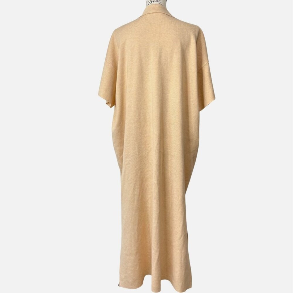 Tuckernuck Channing Polo Midi Knit Dress Short Sleeves Side-Slit Beige Women XXL - Picture 4 of 9